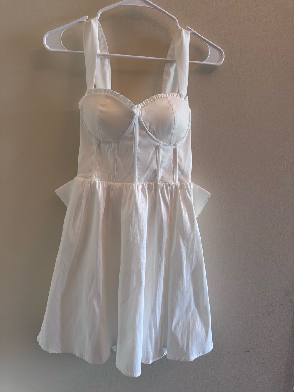 Altar’d State Oriel F258 Ivory Corset Bow Satin Mini Dress XS NWT $158